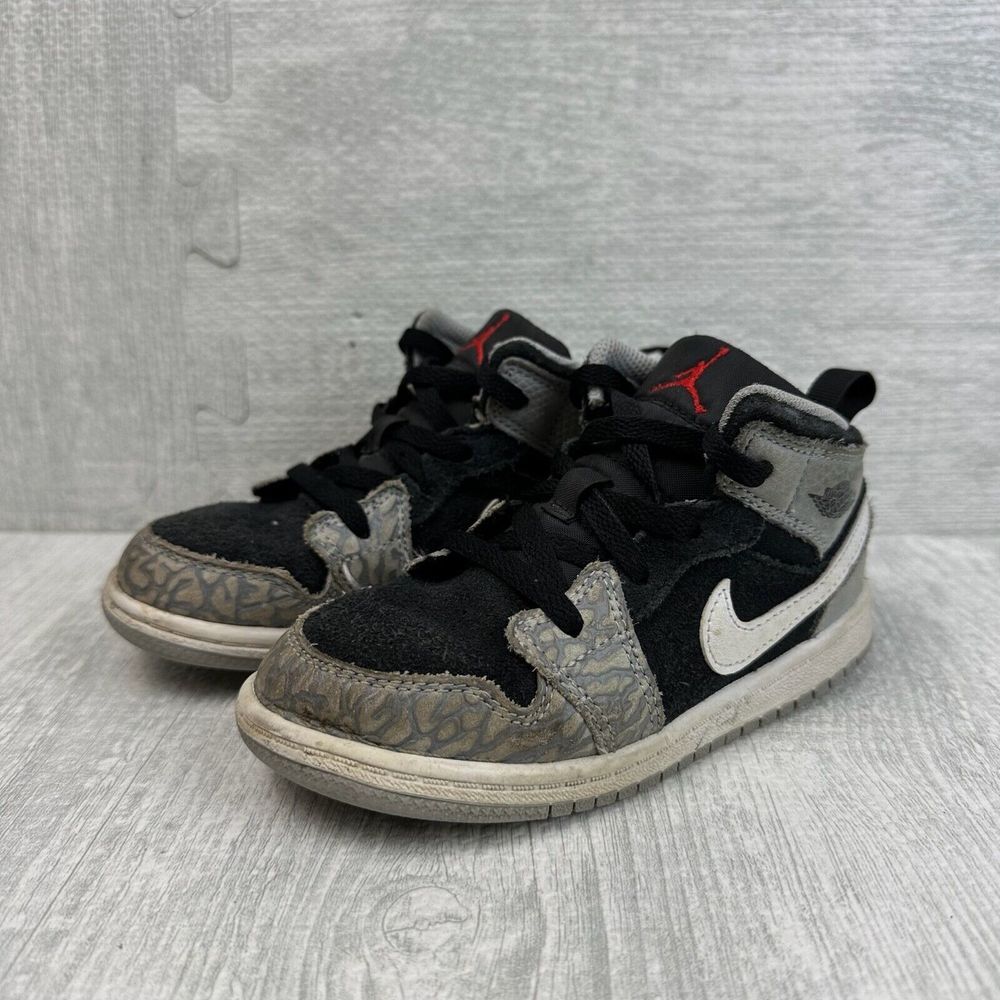 Nike Air Jordan 1 Mid Kids 10C Toddler Elephant Print Grey Kids Baby DM6217-016
